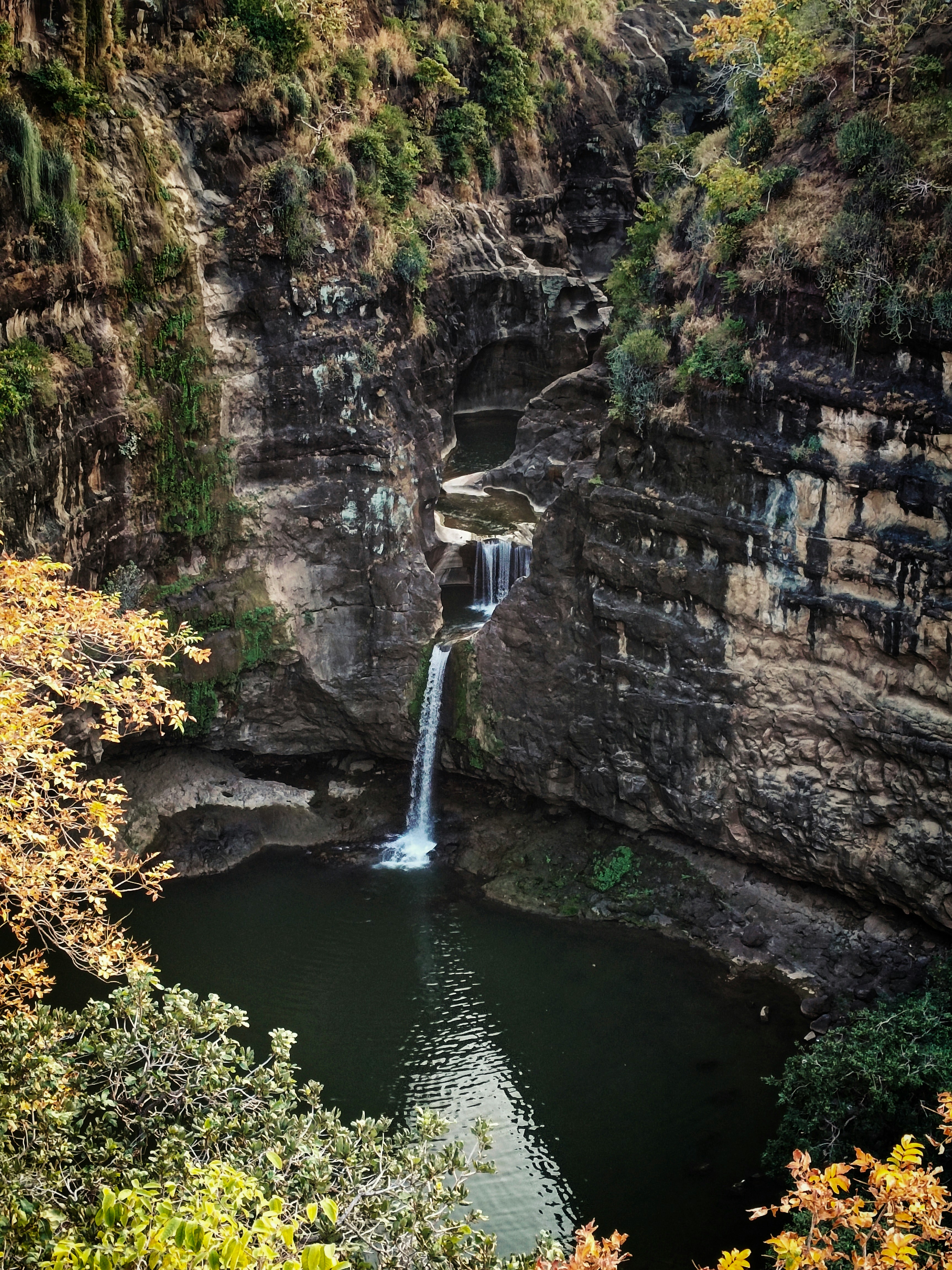Ajanta – monsoon waterfall near caves