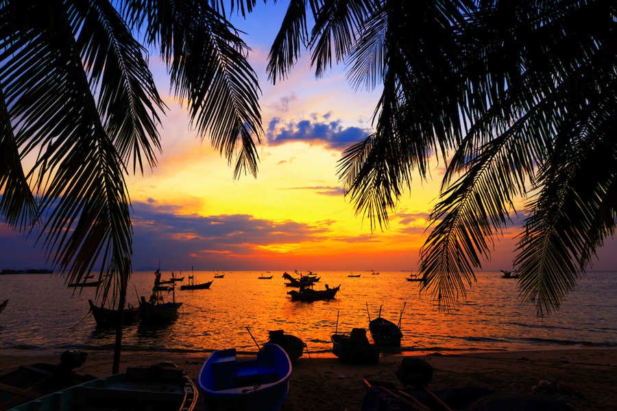 Goa beach coastline at sunset